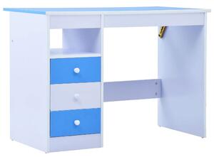 Niebiesko-białe biurko z uchylnym blatem do rysowania dziecięce Tobby