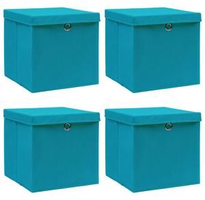 Pudełka z pokrywami, 4 szt., błękitne, 32x32x32 cm, tkanina