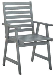 Krzesła ogrodowe, 3 szt., szare, lite drewno akacjowe