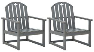 Krzesła ogrodowe, 2 szt., szare, lite drewno akacjowe