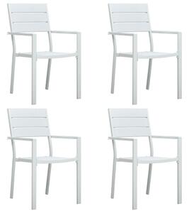Krzesła ogrodowe, 4 szt., białe, HDPE o wyglądzie drewna