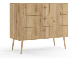 Komoda LEBEL 2 z szufladami 100cm dÄ b craft zÅoty