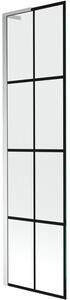 Mexen Next L parawan nawannowy 1-skrzydłowy 50 x 150 cm, czarna kratka, chrom - 895-050-000-03-77-01