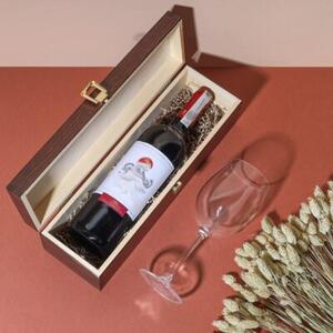 Brązowe Lakierowane Pudełko na Wino | CREATIVE DECO | 1 Butelka 35,1x11x10cm | Brązowy