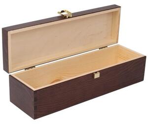 Brązowe Lakierowane Pudełko na Wino | CREATIVE DECO | 1 Butelka 35,1x11x10cm | Brązowy