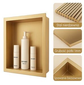 Półka łazienkowa wnękowa HYDROSAN IGA-GL-45X30X10 Złoty szczotkowany 45x30x10 cm