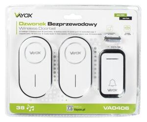 Dzwonek do drzwi furtki VAYOX VA0406 2 odbiorniki bezprzewodowy wodoodporny biaÅy