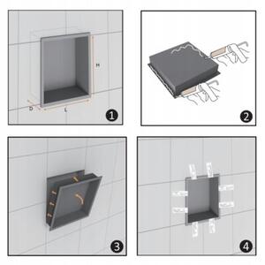 Półka łazienkowa wnękowa Estiva FALEZA Silver 45x30x10 cm srebrna 1 szt