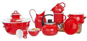Miska kuchenna emaliowana czerwona w grochy TECKA 26 cm, 2,5 l