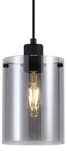 Designerska lampa wisząca czarna z przydymionym szkłem - Domo