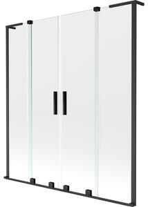 Mexen Velar L Duo parawan nawannowy 2-skrzydłowy rozsuwany 150 x 150 cm, transparent, czarny - 896-150-003-02-70