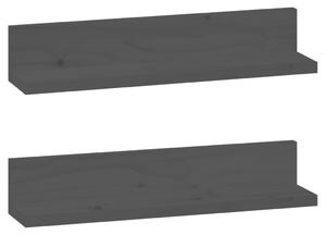 Półki ścienne, 2 szt., czarne, 50x11x9 cm, drewno sosnowe