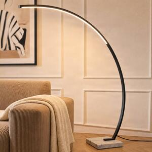 Lampa łukowa - lampa stojąca Kendra Lindby, możliwość ściemniania, czarny, salon / jadalnia, metal, nowoczesny