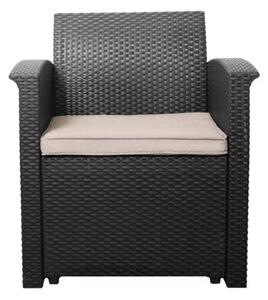 Zestaw mebli ogrodowych komplet technorattan sofa fotele stolik BAUERKRAFT kolor czarny