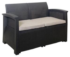Zestaw mebli ogrodowych komplet technorattan sofa fotele stolik BAUERKRAFT kolor czarny