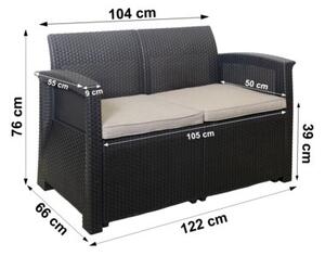 Zestaw mebli ogrodowych komplet technorattan sofa fotele stolik BAUERKRAFT kolor czarny