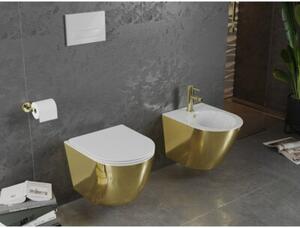 Mexen Lena miska wc Rimless z deską wolnoopadającą slim, duroplast, biała/złota - 30224006