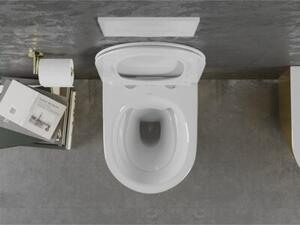 Mexen Lena miska wc Rimless z deską wolnoopadającą slim, duroplast, biała/złota - 30224006