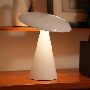 Beacon Lighting Lampa stołowa LED z akumulatorem, model Kinoko, biała, 27 cm, CCT możliwość ściemniania, biały / opal, salon / jadalnia, tworzywo sztuczne, nowoczesny