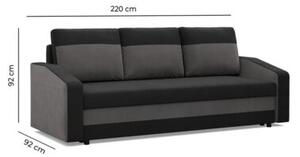 Kanapa z funkcjÄ spania, mikrofaza, AURELO, 220x92x92 cm, czarny, czerwony | TYLETEGOTU