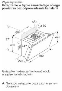 Okap BOSCH DWK91LT20 BiaÅe szkÅo 1007m3/h 51dB klasa A+