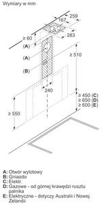Okap BOSCH DWK91LT20 BiaÅe szkÅo 1007m3/h 51dB klasa A+