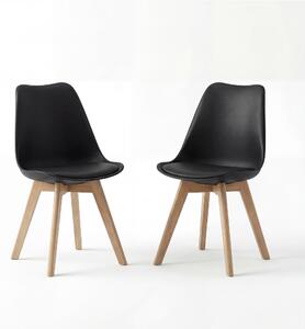 Zestaw 2 krzeseł do jadalni BEALIFE TB18 | Ergonomiczne, wysokość siedziska 45 cm, nogi z PP i drewna, skandynawski design | Do jadalni i gabinetu | Czarno-białe