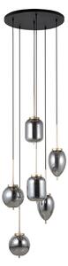 Lampa Wisząca Lucande, Elani, ściemnialny, czarny, salon, szkło, nowoczesny