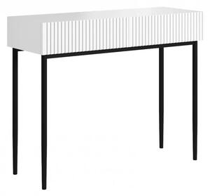 Toaletka Nicole 100 cm z szufladami - biały mat / czarne nóżki