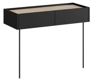 Toaletka Desin 100 cm z szufladami i metalowymi nogami - czarny mat / dąb nagano