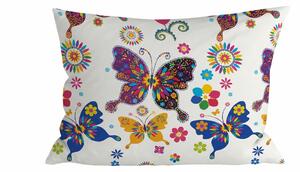 Poszewka na poduszkę z mikrofibry KOLOROWY MOTYL 50x70 cm, biały