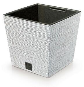 Doniczka FURU SQUARE LOW ECO WOOD z wkładem 24 cm, biały ECO