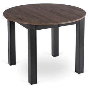 Stół Okrągły Rozkładany HARRY 102-142 cm Orzech/Czarny Nowoczesny Loft