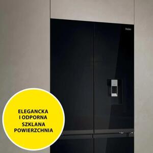 Lodówka HAIER HCKR7819DWGB Cube No Frost Space Fit czarne szkło oświetlenie tylnej ściany