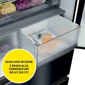 Lodówka HAIER HCKR7819DWGB Cube No Frost Space Fit czarne szkło oświetlenie tylnej ściany