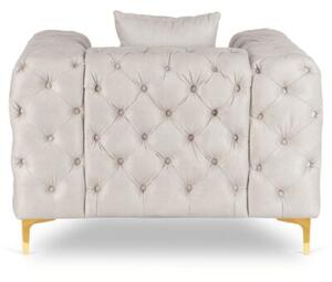 Fotel Wypoczynkowy SORRENTO 1S Kremowy Welurowy Nowoczesny Glamour