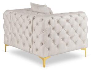 Fotel Wypoczynkowy SORRENTO 1S Kremowy Welurowy Nowoczesny Glamour
