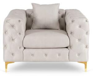 Fotel Wypoczynkowy SORRENTO 1S Kremowy Welurowy Nowoczesny Glamour