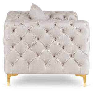 Fotel Wypoczynkowy SORRENTO 1S Kremowy Welurowy Nowoczesny Glamour