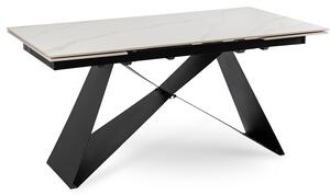Stół Rozkładany Prostokątny VICTOR 160-240 cm Ceramiczny Biały Marmur/Czarny do Jadalni Nowoczesny Loft