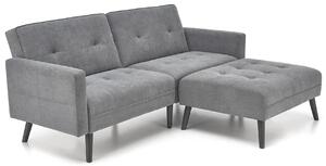 Popielata sofa rozkładana z podnóżkiem R2-G28