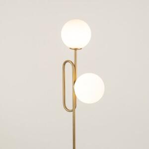 Lampa podłogowa dekoracyjna minimalistyczna złota dwie mleczne szklane kule 2xG9 12W Tes Sigma Lighting
