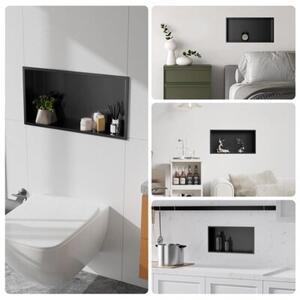 Półka łazienkowa wnękowa HYDROSAN IGA-BL-60X30X7 Czarny mat 60x30x7 cm