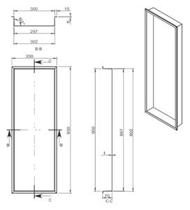 Półka łazienkowa wnękowa HYDROSAN IGA-BL-90X30X7 Czarny mat 90x30x7 cm