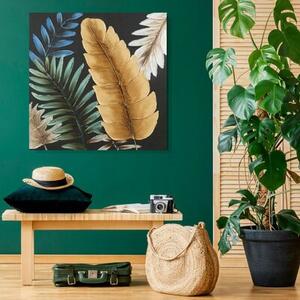 Obraz EUROFIRANY Leaves 1 585A 60 x 60 cm Czarny