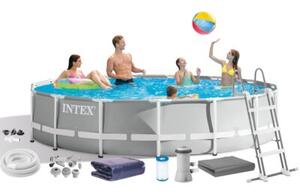 Basen ogrodowy stelażowy Prism Frame INTEX 26720 NP kolor szary