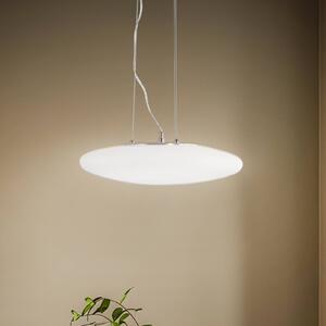 Lampa wisząca szklana Gunda Lindby, możliwość ściemniania, biały / opal, salon / jadalnia, szkło, nowoczesny
