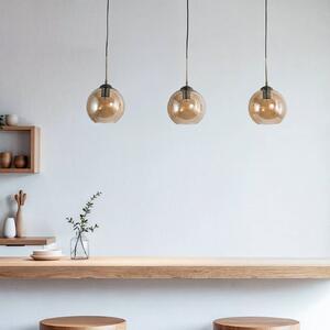 Lampa wisząca szklana Sofian Lindby, możliwość ściemniania, kremowy / amber, salon / jadalnia, szkło, nowoczesny