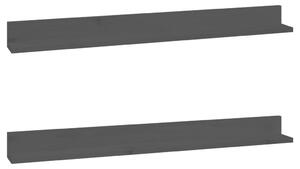 Półki ścienne, 2 szt., czarne, 110x11x9 cm, drewno sosnowe