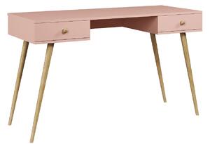 Różowe biurko na drewnianych nóżkach - Tida 13X